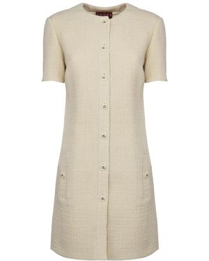 Gucci Kleedjes ,Tweed Textured Wool Tweed Dress - Naturel
