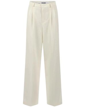 Rossi Broeken ,Polyester Noa Fluid Cade Wijde Pijpen Broek - Naturel