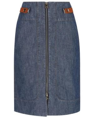 Fendi Jeansrok Met Ritsdetails - Blauw
