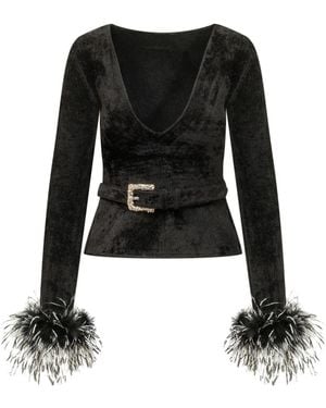 Self-Portrait Long Sleeve Tops - Noir