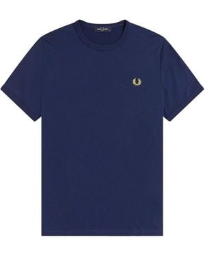 Fred Perry Tops ,Blauw ,Katoen Ringer T-Shirt