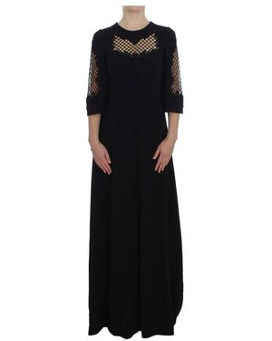 Dolce & Gabbana Elegant Wool Maxi Dress With Silk Lining - Schwarz
