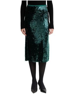 Patrizia Pepe Sequinned Midi Rok - Groen