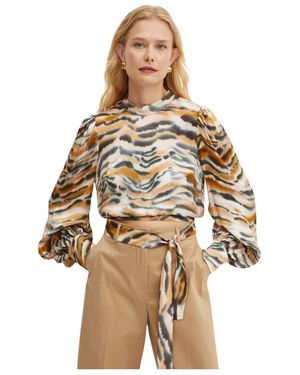 Twinset Tiger-Print Cropped Bluse - Braun