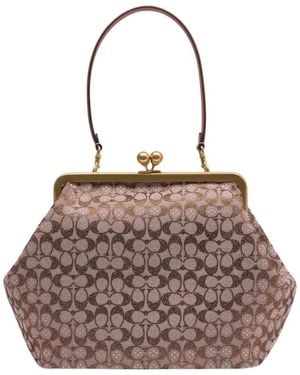 COACH Crystal Signature Large Kisslock Pouch - Grau