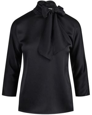 Jucca Overhemden ,Zwart ,Satijn Stretch Zijde Satijn Strik Blouse