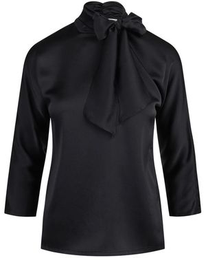 Jucca Stretch Zijde Satijn Strik Blouse - Zwart