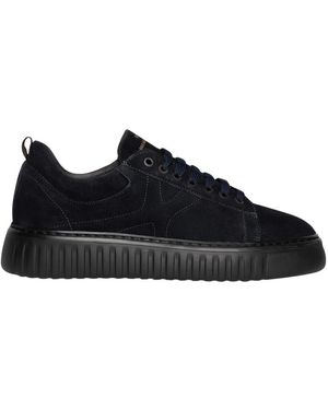 Exton Blauwe Suède Veterschoenen - Zwart
