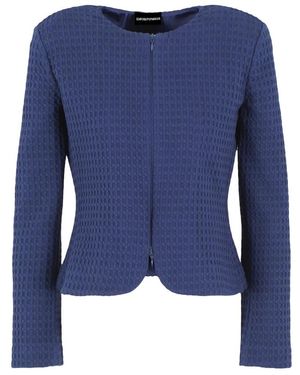 Emporio Armani Giacca maglia effetto waffle - Blu