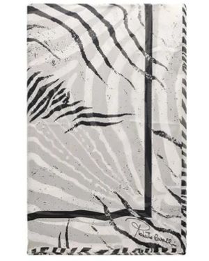Roberto Cavalli Accessoires ,Zwart ,Zijden Sjaal Met Witte Tigress Print