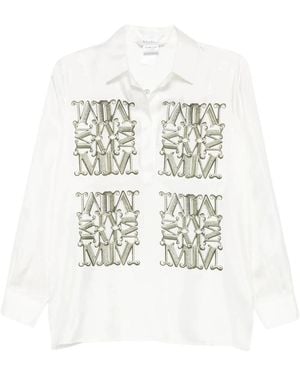 Max Mara Zijden Blouse Met Print - Wit
