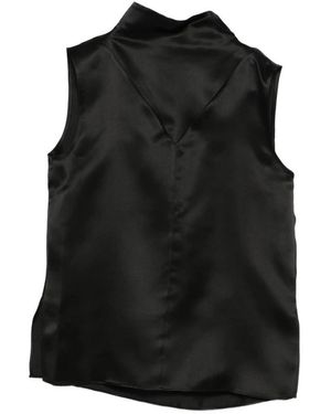 Mark Kenly Domino Tan Sleeveless Tops - Black