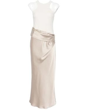 Patrizia Pepe Langes Fließendes Satin-Kleid - Weiß