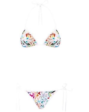 Missoni Badmode ,Veelkleurig ,Polyester Bikini Van Bedrukte Stretchstof - Wit