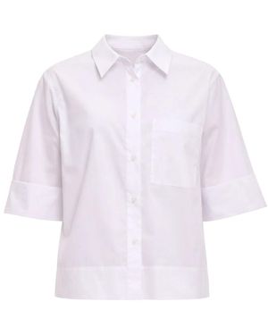Hevò Overhemden ,Wit ,Katoen Sticchi Cw Shirt - Paars