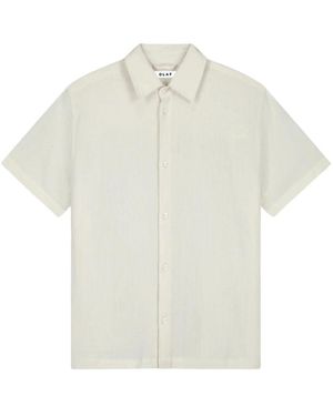 OLAF HUSSEIN Overhemden ,Wit ,Textured Stripe Boxy Ss Shirt