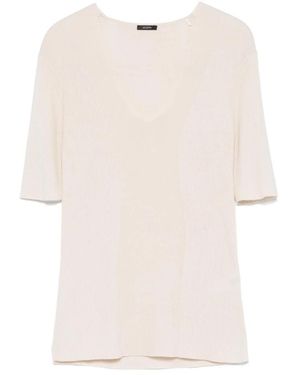 JOSEPH Geribbeld Wollen T-Shirt - Naturel