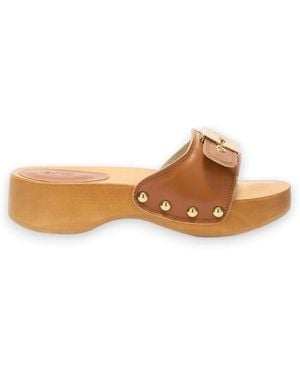 Scholl Heeled Mules - Brown