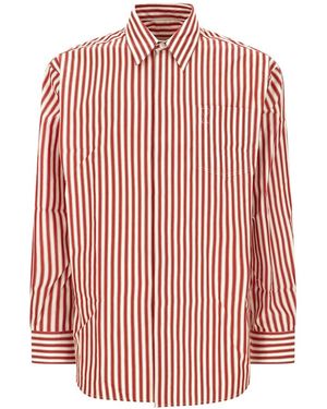 Ami Paris Overhemden ,Veelkleurig ,Katoen Oversized Gestreept Katoenen Overhemd - Roze
