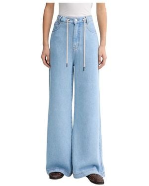 Munthe Jeans ,Blauw ,Denim Obey Wide Leg Jeans