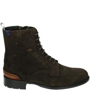 Floris Van Bommel Schoenen ,Bruin ,Suède Sportieve Bruine Suède Sneakers - Zwart