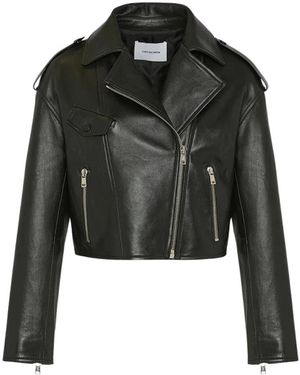 Yves Salomon Jassen ,Zwart ,Katoen Cropped Lamsleren Bikerjack