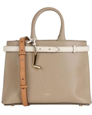 Lancel Stijlvolle Leren Handtas Met Kettingriem - Naturel