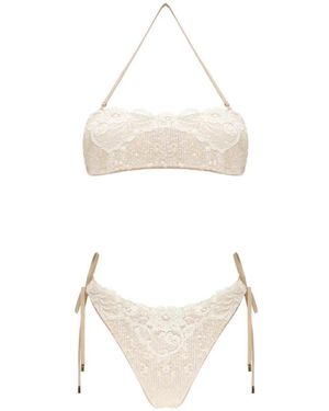 Miss Bikini Badmode ,Roze ,Pailletten Triangle Bikini - Wit