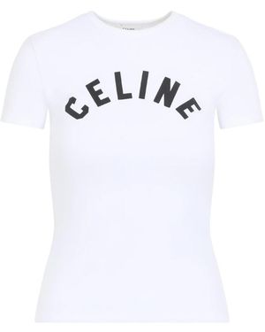 Celine T-Shirt Aus Geripptem Baumwoll-Jersey - Weiß