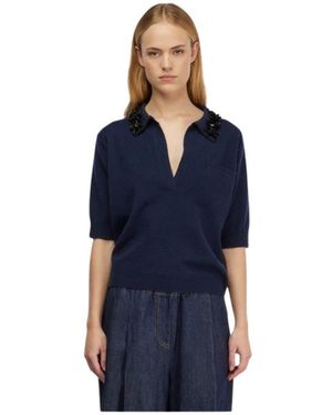 Semicouture V-Neck Knitwear - Blauw