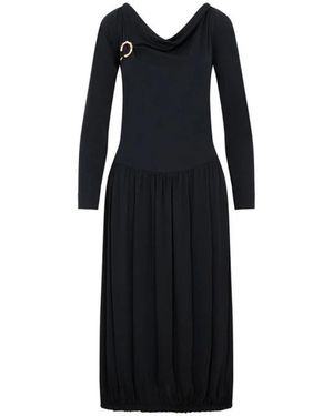 Lanvin Cowl Neck Gathered Midi Dress - Schwarz