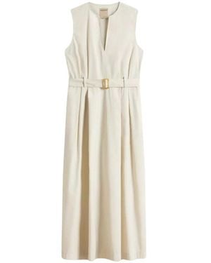 Woolrich Poplin Mouwloze Jurk Met Riem - Naturel