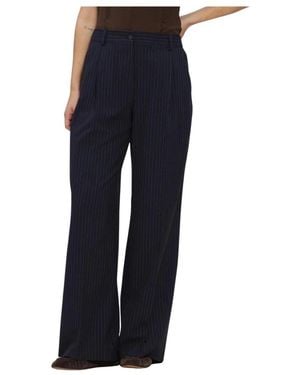 Summum Broeken ,Blauw ,Polyester Broek Wijde Pijpen Viscose Blend Streep