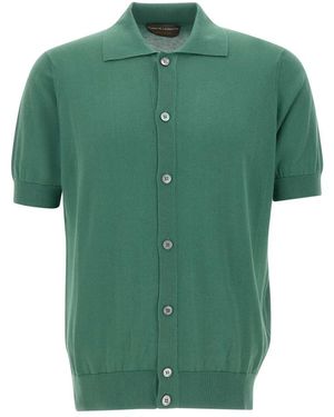 FILIPPO DE LAURENTIIS Truien & Vesten ,Groen ,Katoen Gebreid Shirt Met Korte Mouwen