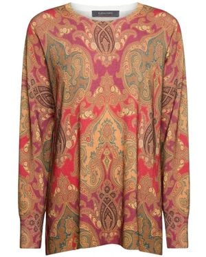 Elena Miro Truien & Vesten ,Veelkleurig ,Geprinte Paisley Trui - Roze