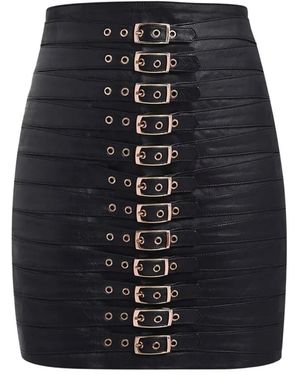 Manokhi Leather Skirts - Blue