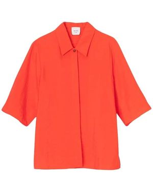 Alysi Overhemden ,Rood ,Nylon Cropped Silk Canvas Shirt