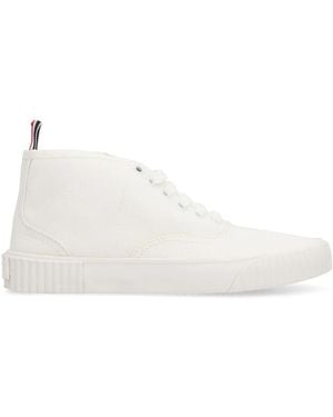 Thom Browne Schoenen ,Wit ,Katoen Driekleurige Vulcanized Mid-Top Sneakers