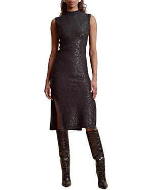 byTiMo Glitzerndes Strick Midi Kleid - Schwarz