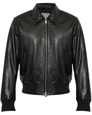 Ami Paris Leren Jack Met Rits Van Lamsleer - Zwart