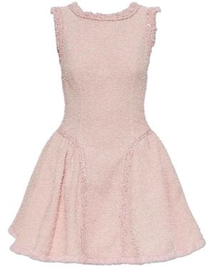 Self-Portrait Tweedjurk Met Lurex Garen En Pailletten - Roze