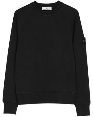 Stone Island Hoodies & Sweatvesten ,Zwart ,Katoen Logo Patch Sweatshirt