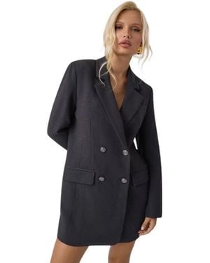 Guess Kleedjes ,Zwart ,Leer Double Breasted Blazer Jurk