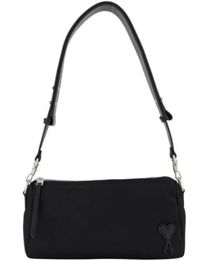 Ami Paris Schwarze Nylon-Schultertasche
