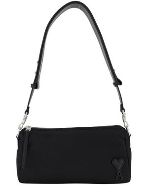 Ami Paris Zwarte Nylon Schoudertas