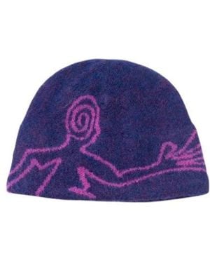 Hiking Patrol Accessoires ,Paars ,Wol Exploration Mohair Mixed Beanie - Blauw