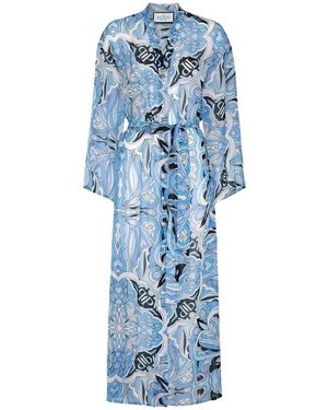 Philipp Plein Chiffon Seta Kaftan - Blauw