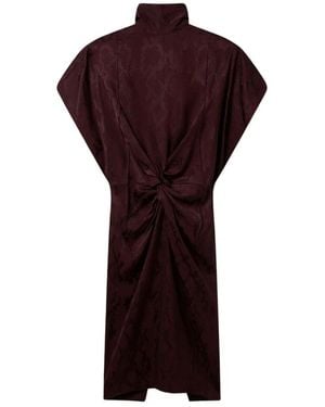 Stella McCartney Snake Print Shoulder Pad Twist Midi Dress - Lila