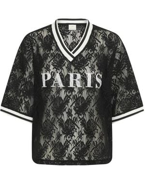 Kaffe Sportliche Spitzenbluse Schwarz Tief