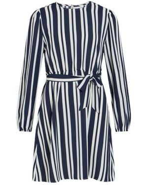 Vila Elegante Korte Jurk Met Lange Mouwen - Blauw